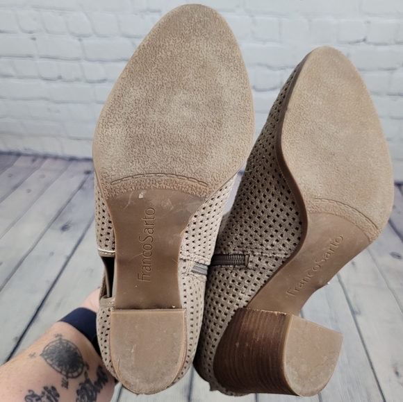 FRANCO SARTO | Dale 2 perforated suede leather heeled ankle booties boots - Picture 8 of 10
